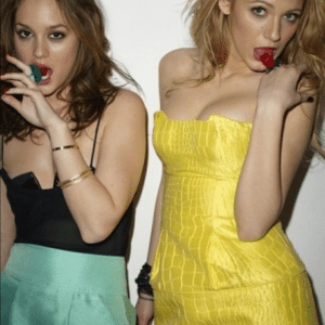 naughty Leighton Meester and Blake lively blow pops