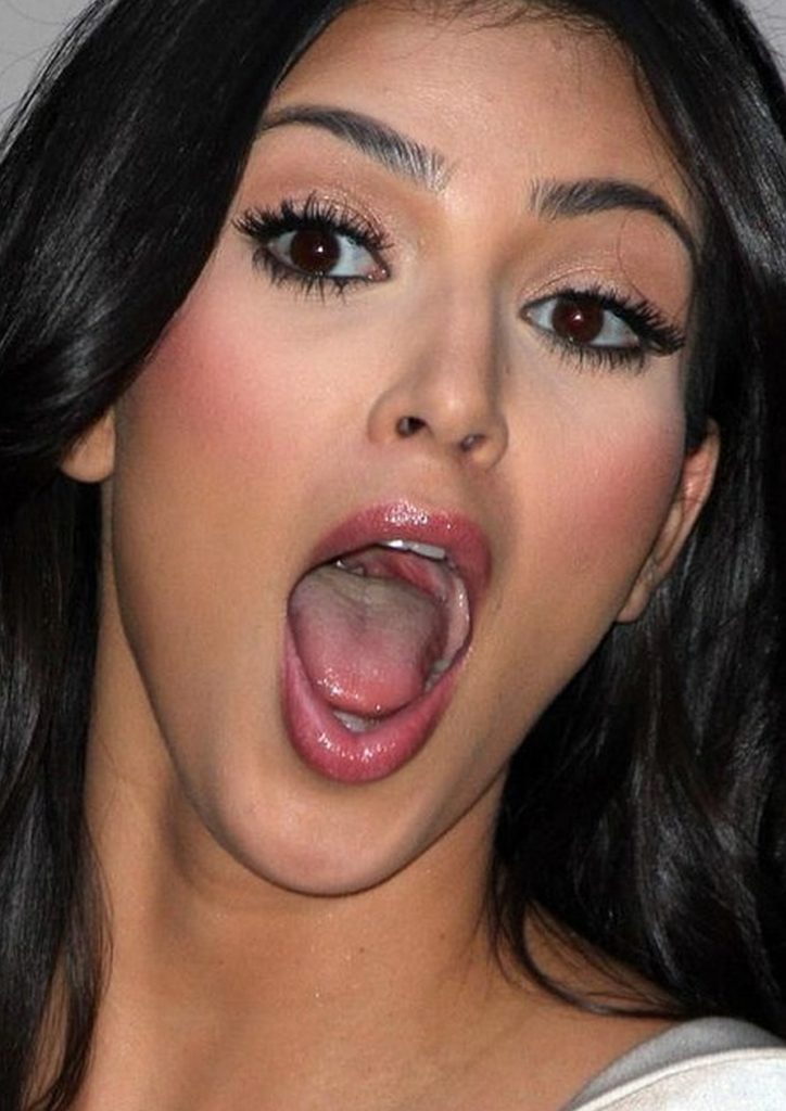 Kim K mouth open